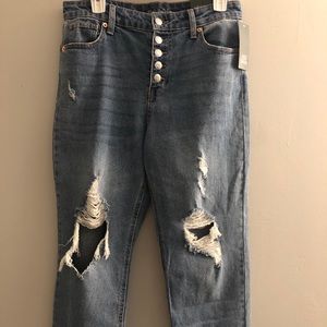 Cropped ripped jeans